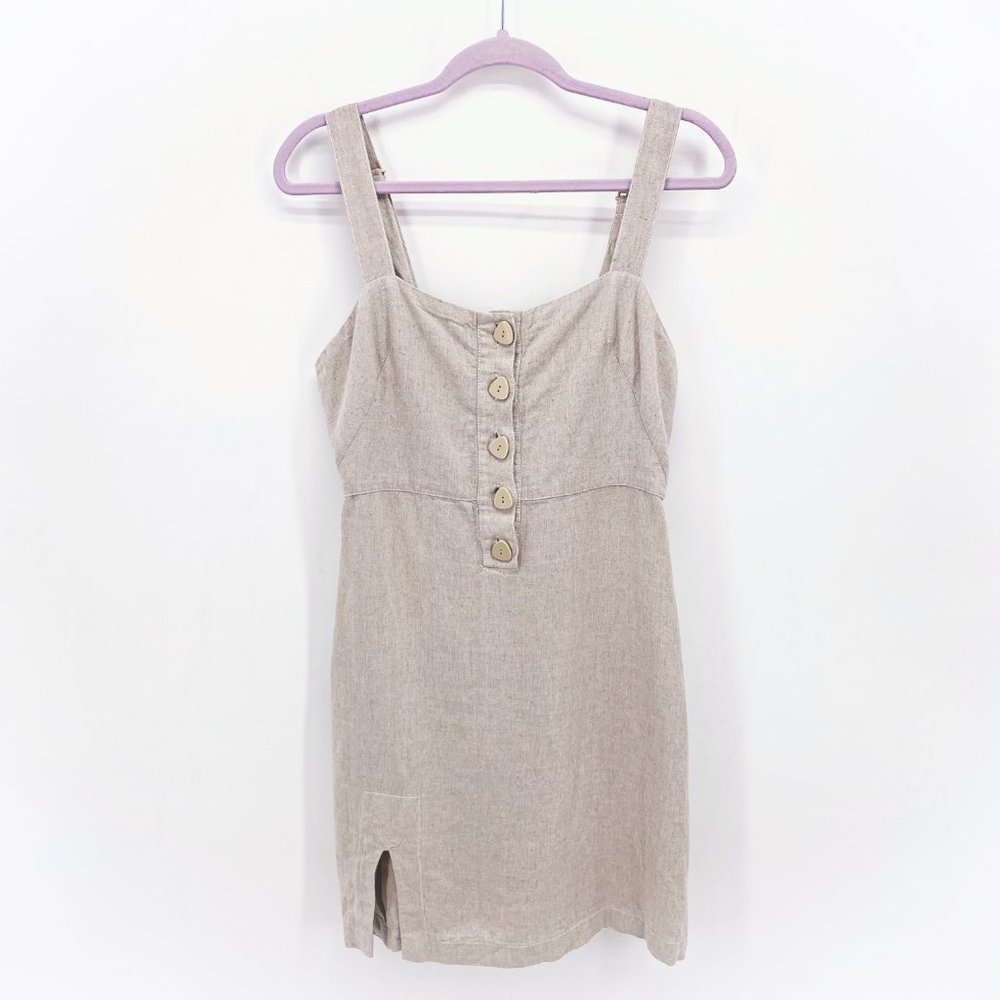 Urban Outfitters Neutral Beige Button-Front Mini Dress